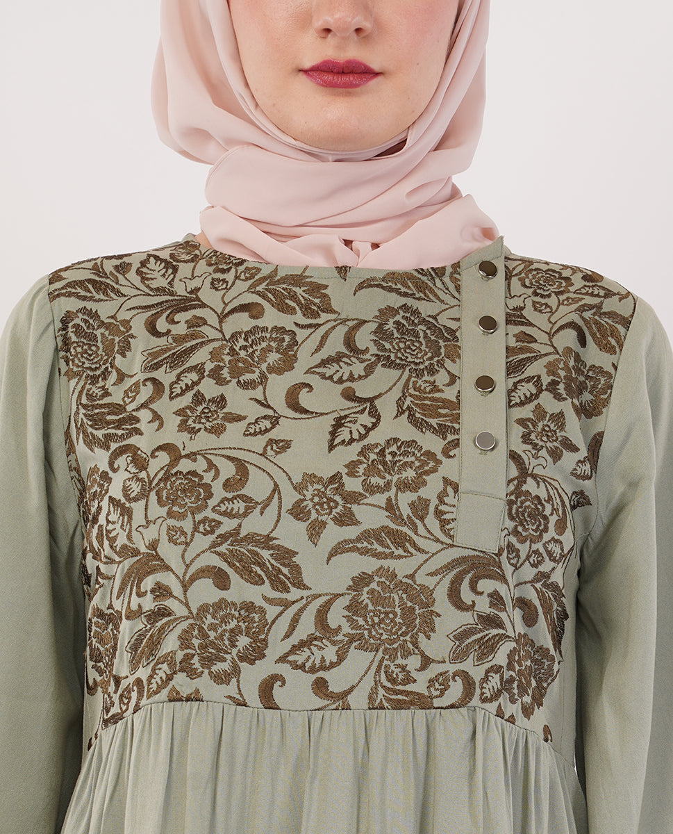 Sage Blossom Embroidered Top