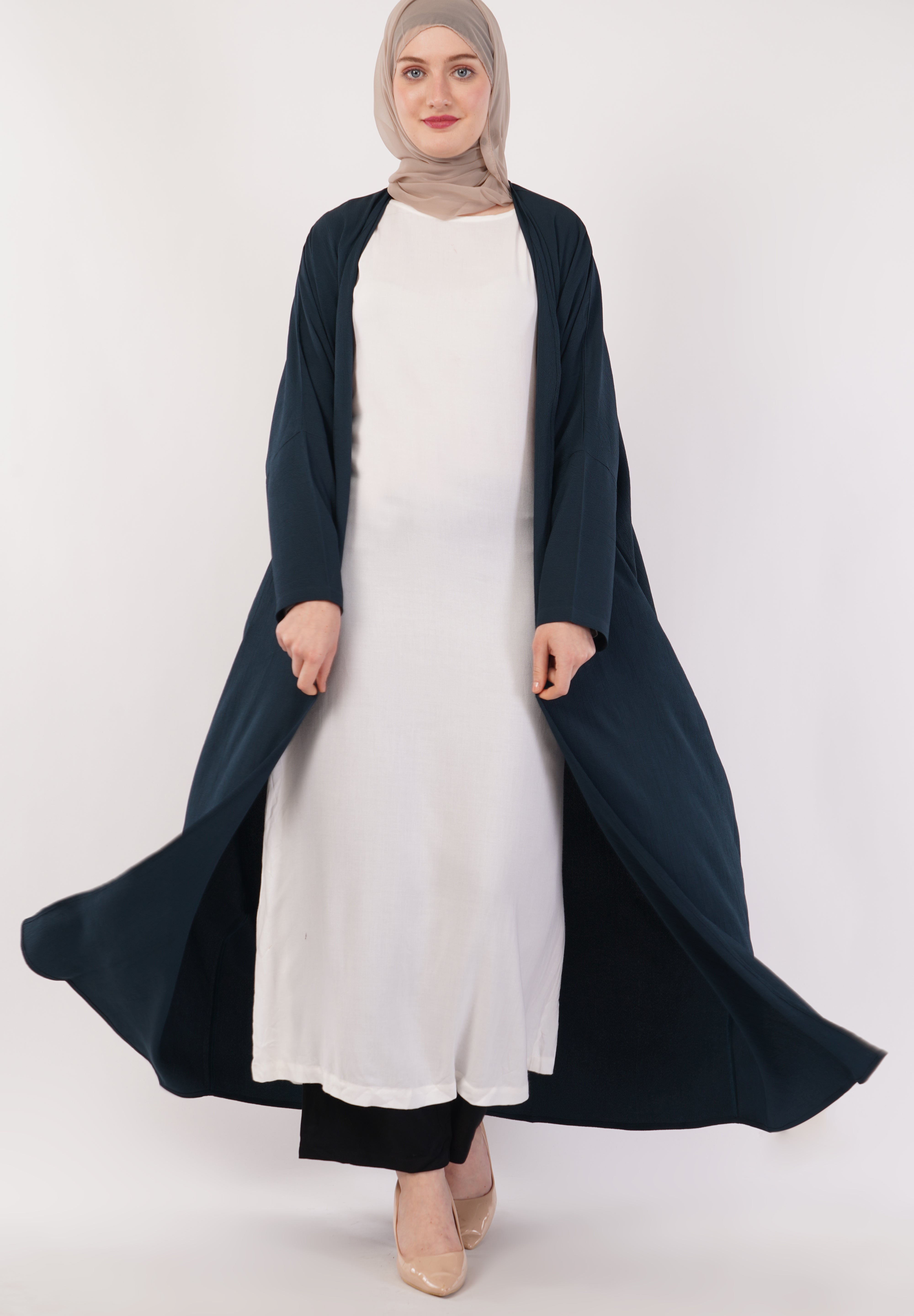 Dark Teal Full-Length A-Cut Abaya