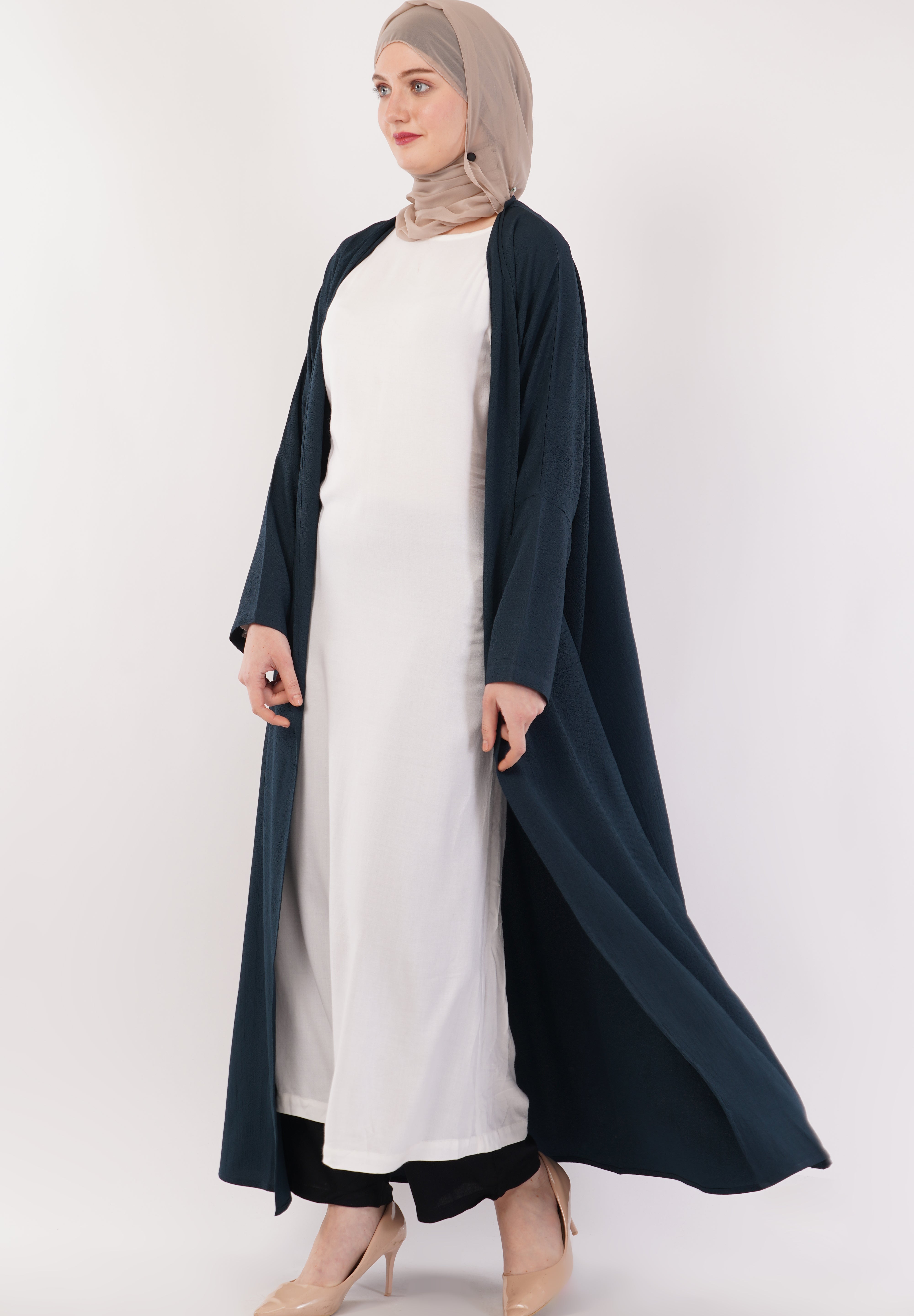 Dark Teal Full-Length A-Cut Abaya