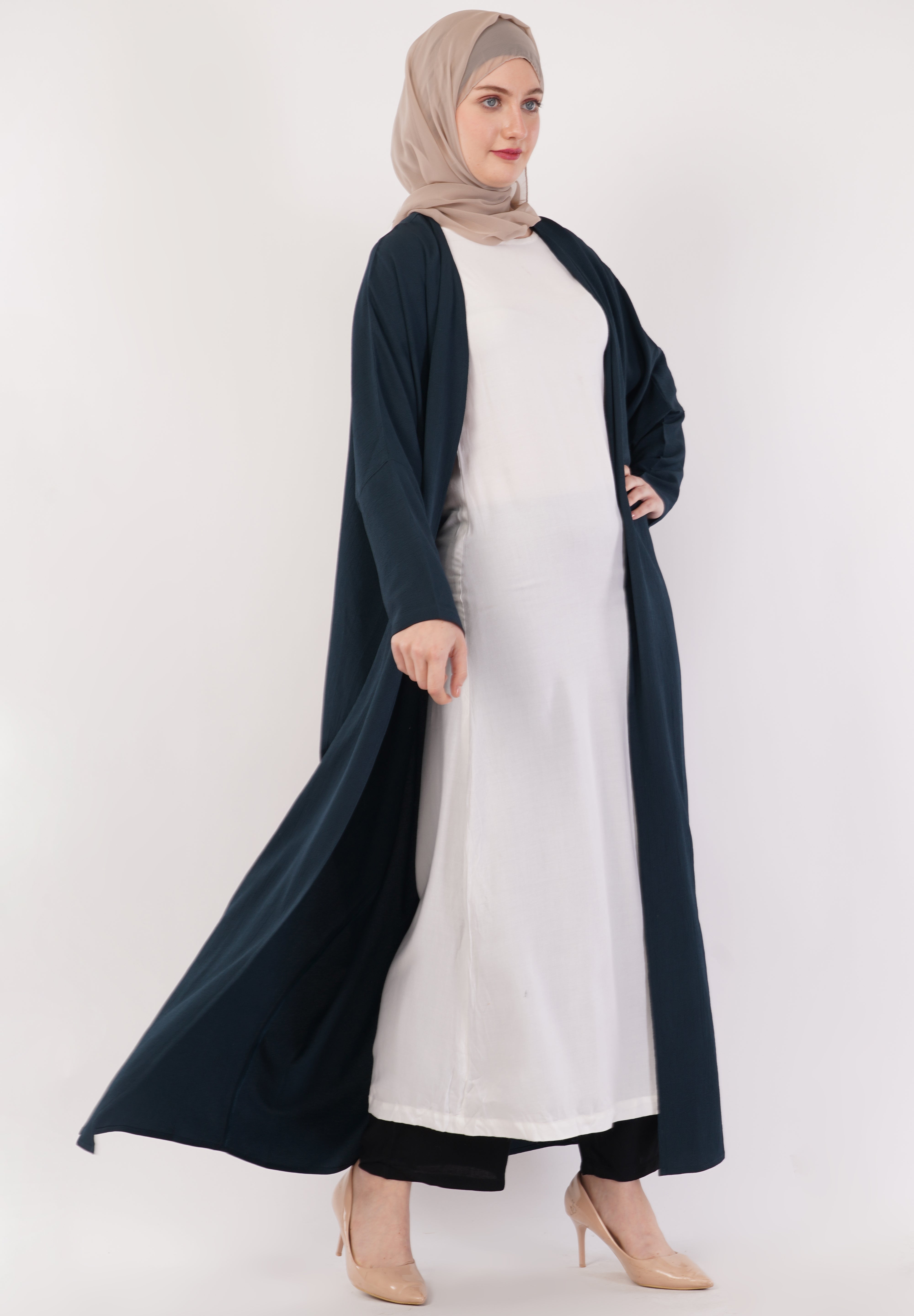 Dark Teal Full-Length A-Cut Abaya