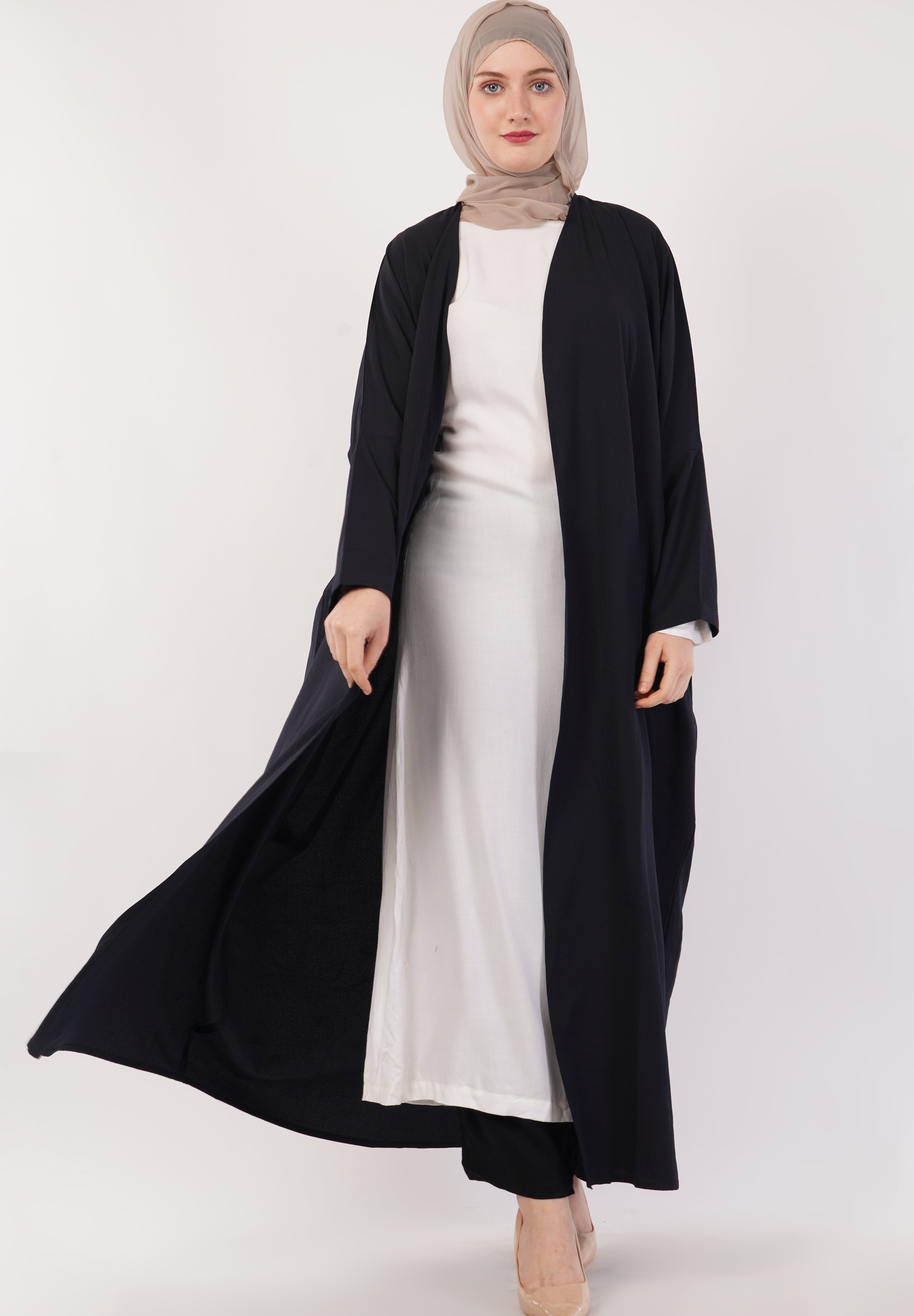 Jet Black Full-Length A-Cut Abaya