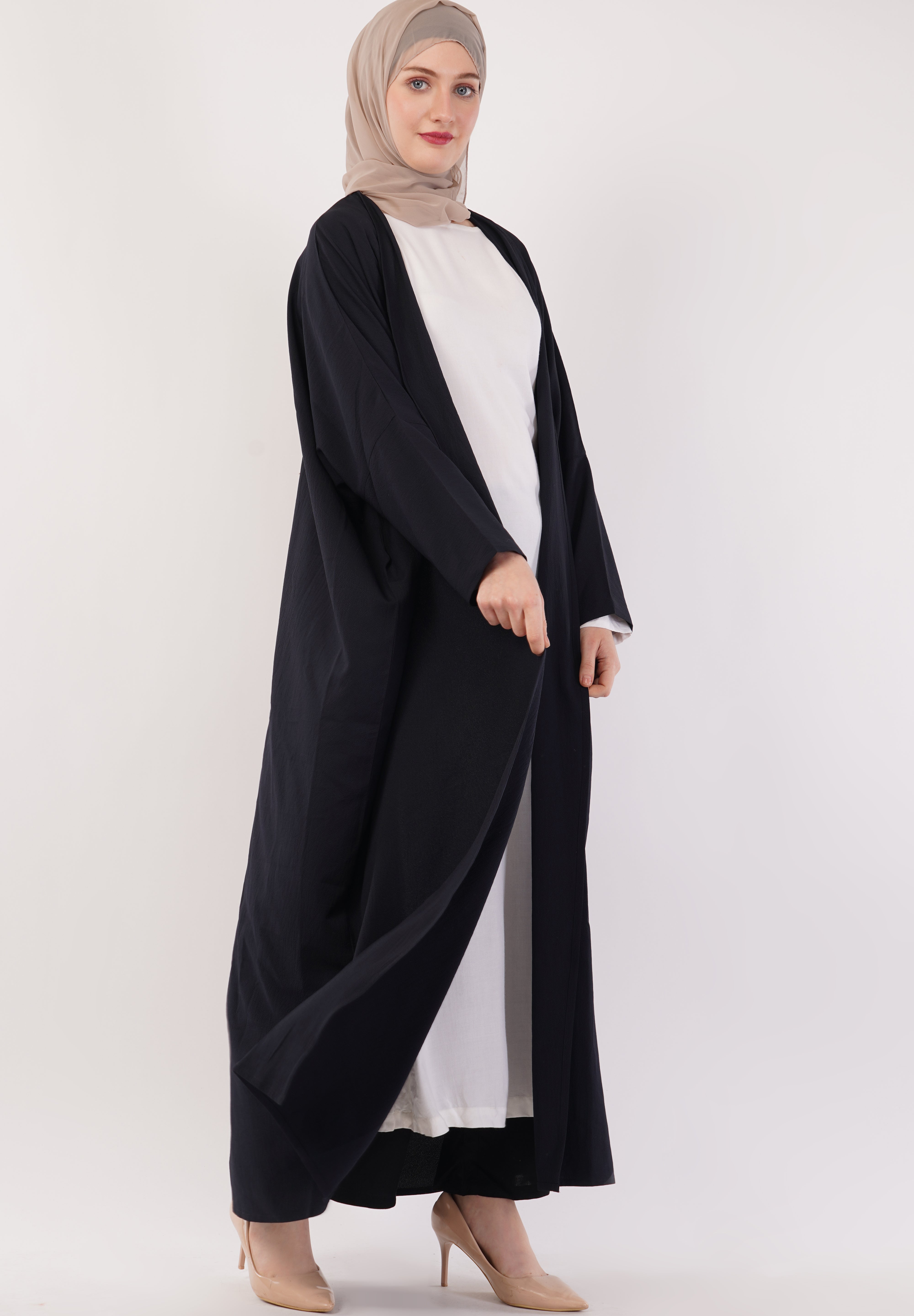 Jet Black Full-Length A-Cut Abaya