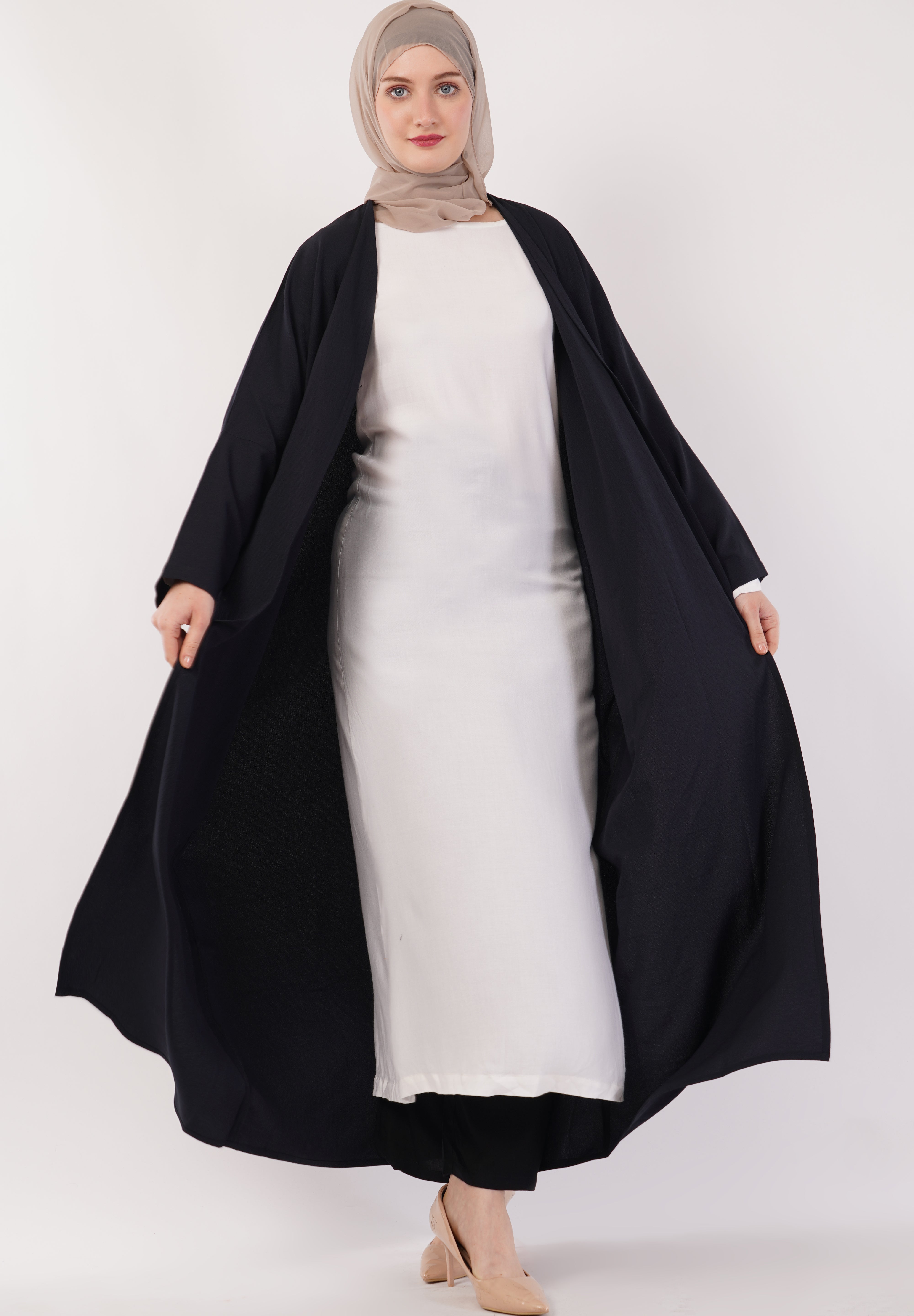 Jet Black Full-Length A-Cut Abaya