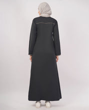 Contrast Piping Full Front Open Jilbab