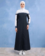 Classic Contrast Jilbab - Navy & White