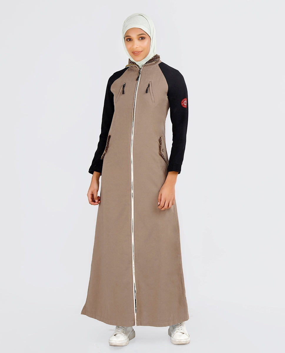 Crisp Walnut Full Front Open Winter Jilbab