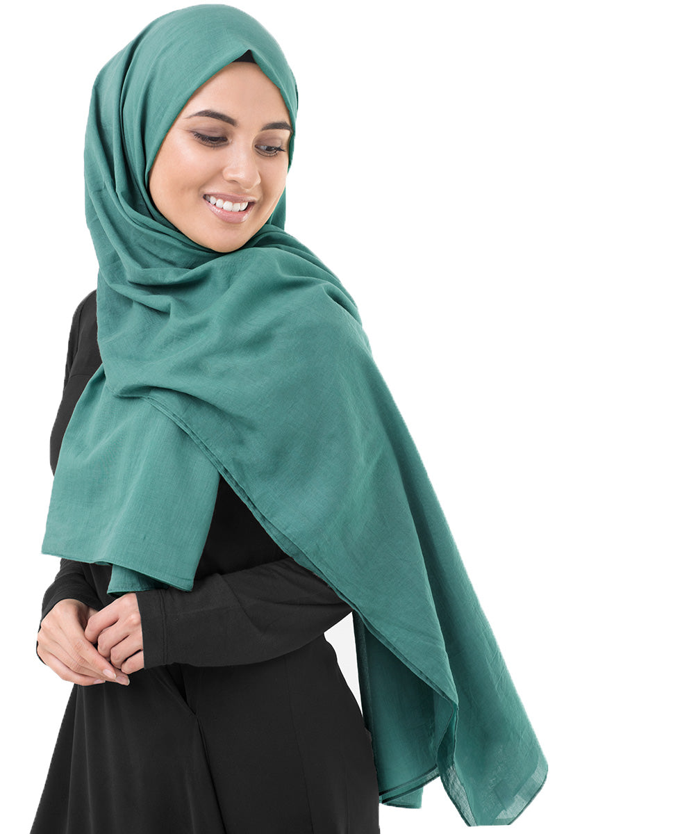 Deep Grass Green Cotton Voile Scarf