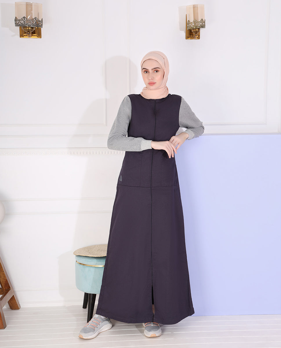 Navy Winter Contrast Sleeve Jilbab