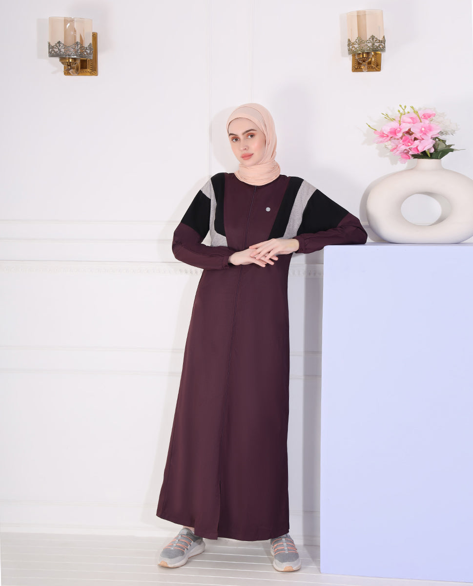 Plush Plum Full Front Open Abaya