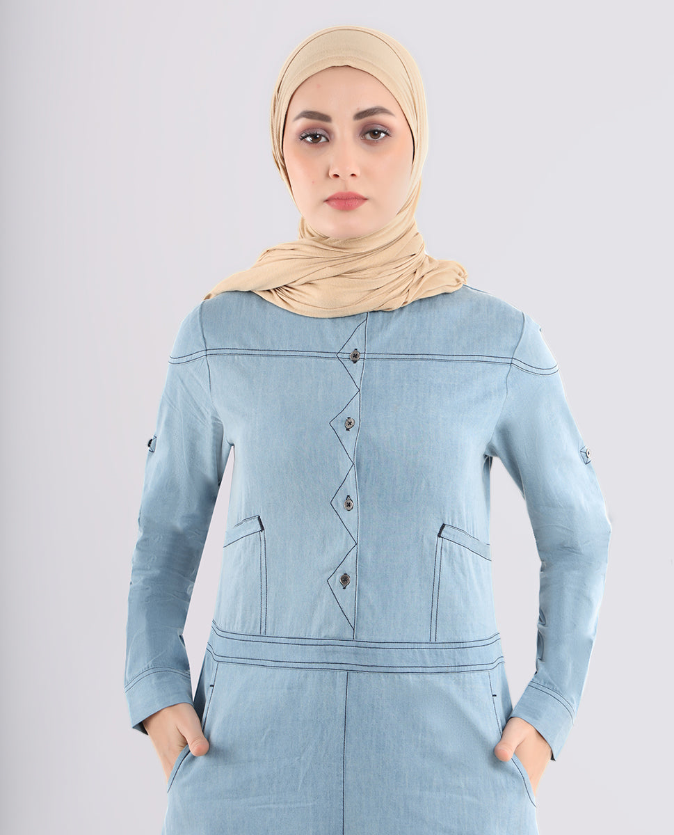 Smoke Blue Fine Denim Jilbab