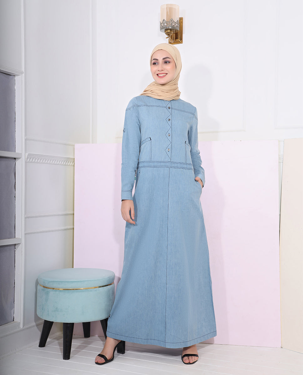 Smoke Blue Fine Denim Jilbab