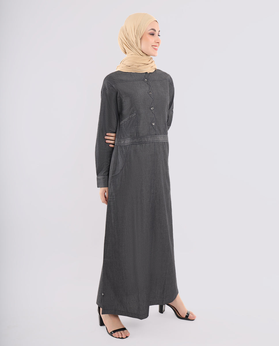 Charcoal Black Denim Jilbab