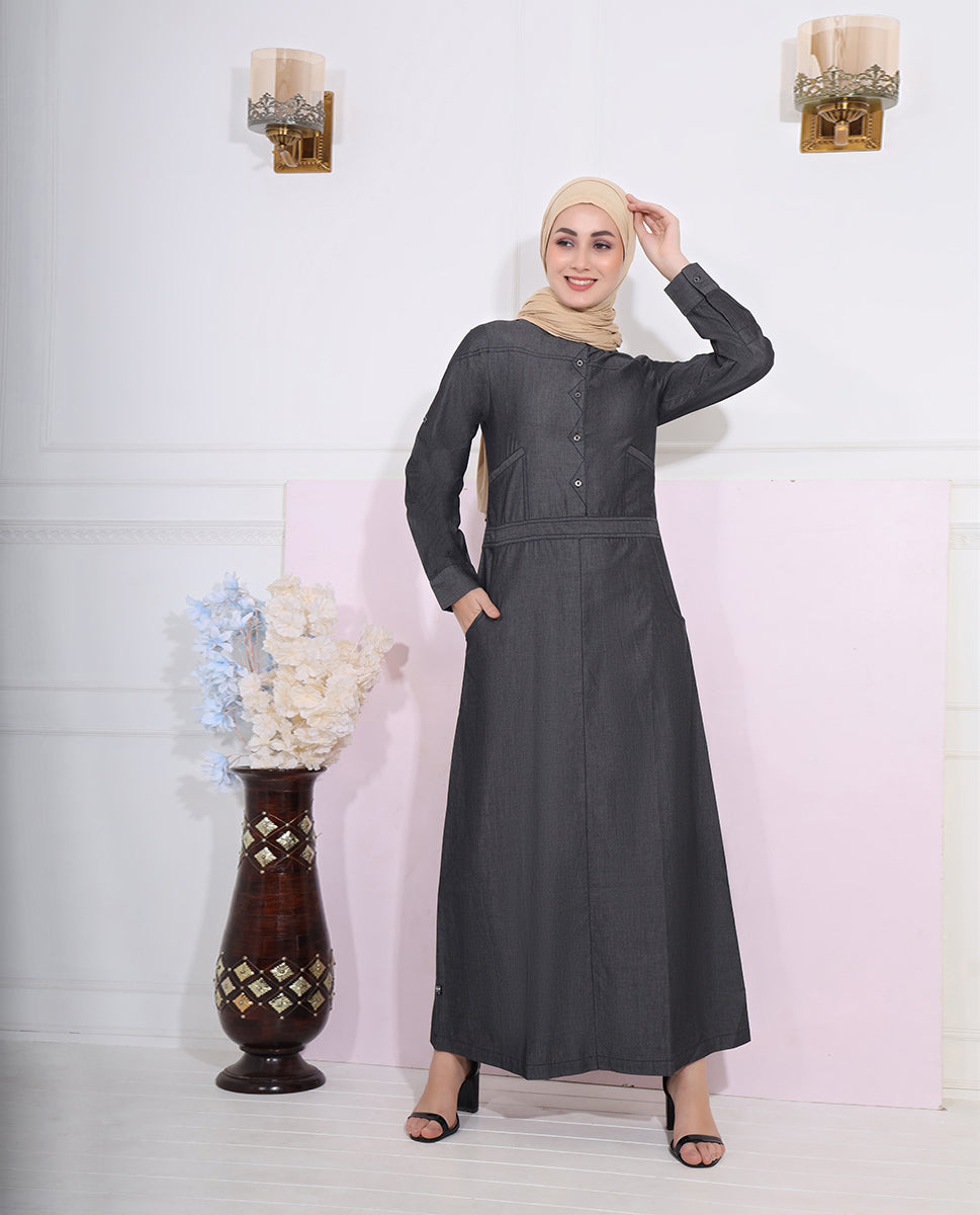 Charcoal Black Denim Jilbab