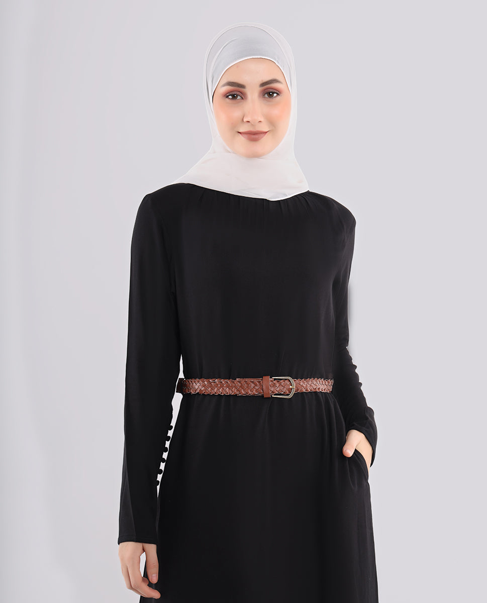 Rich Black Smart Belted Abaya