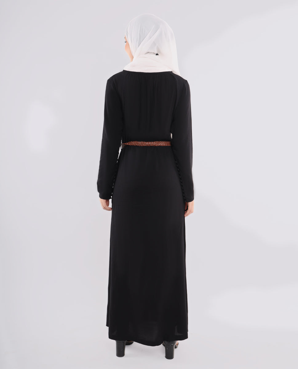 Rich Black Smart Belted Abaya