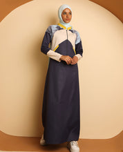 Navy Base Ball Collar Geometrical Print Jilbab