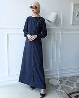 Navy Peony Exquisite Embellishment Jilbab