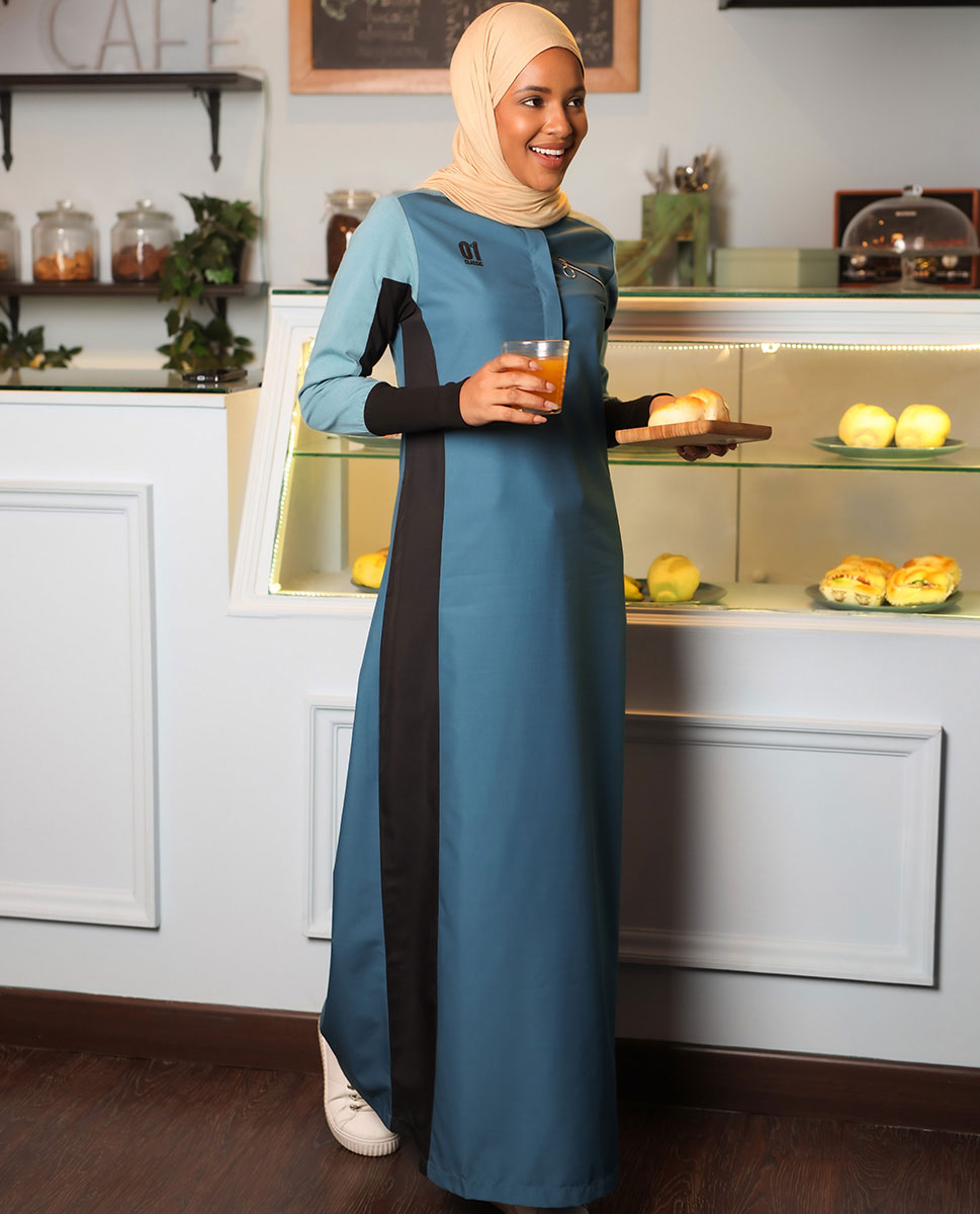 Moroccan Blue Side Panel Jilbab