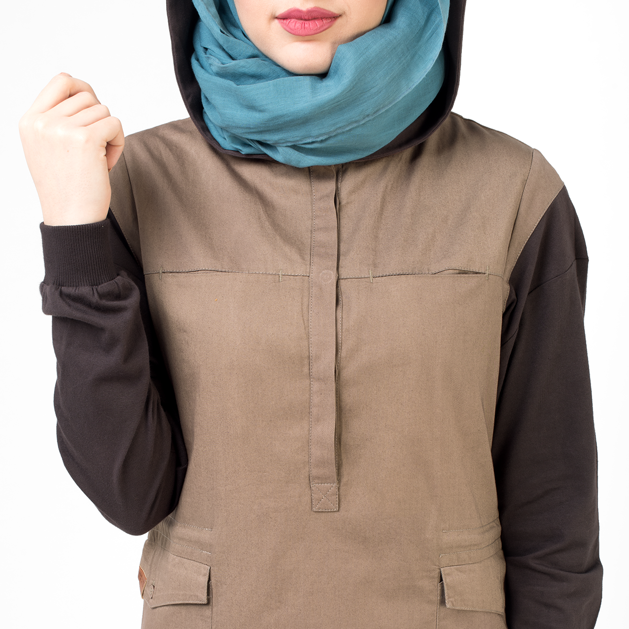 Utility Brown hooded Jilbab- 1WJBSRUS0203B