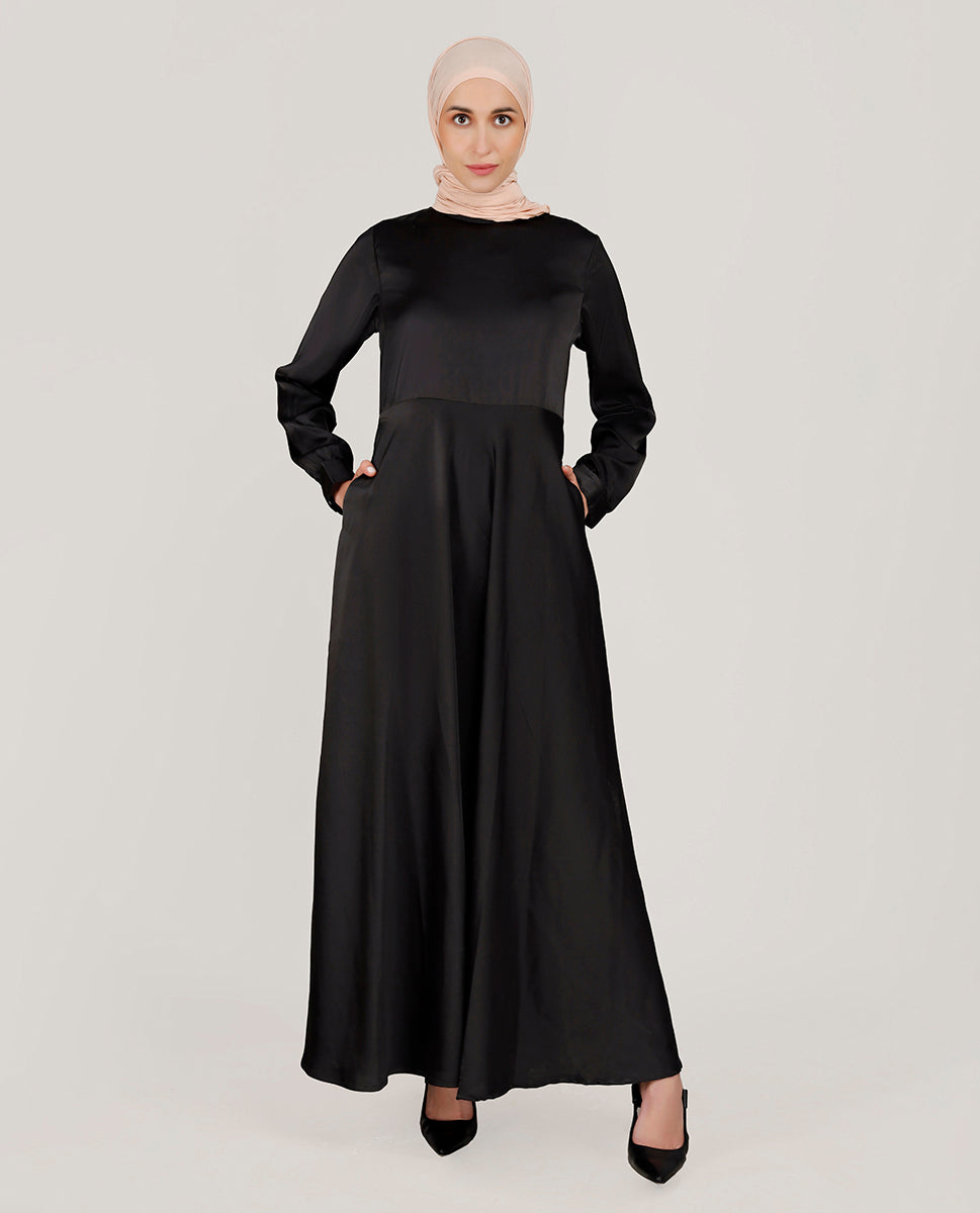 Midnight Black Flared Maxi Dress