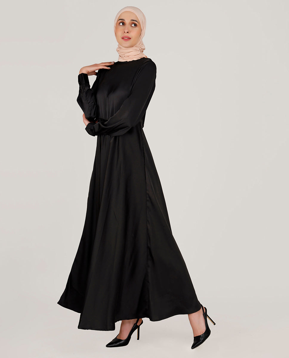 Midnight Black Flared Maxi Dress