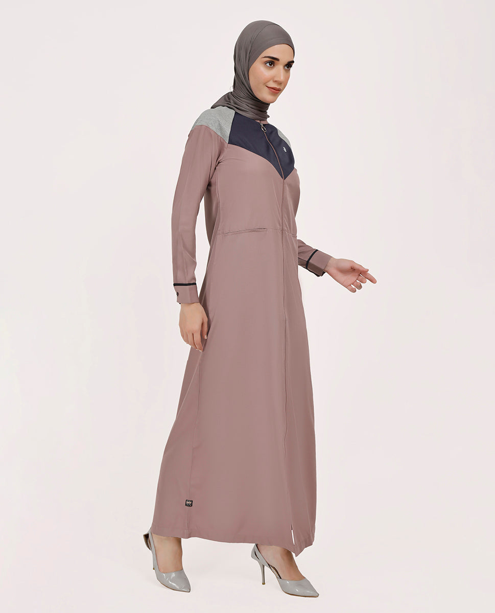 Dusty Peach Full Front Open Abaya