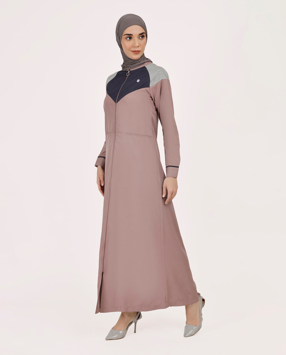 Dusty Peach Full Front Open Abaya