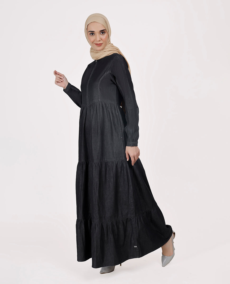 ComfortMax Fine Denim Maxi Dress - Black