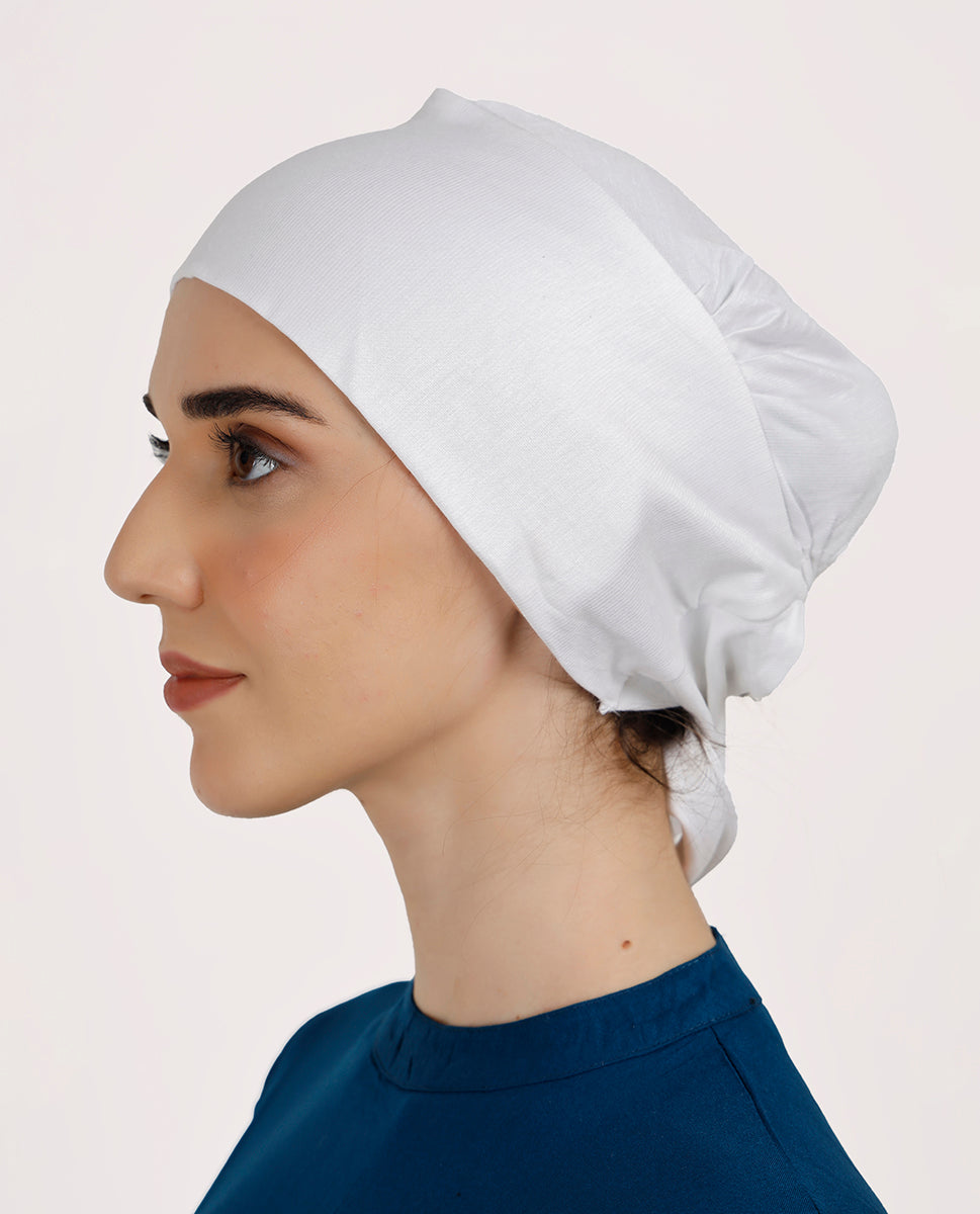 Modest Knot - Tie & Wear Polyester Soft Hijab Cap_White