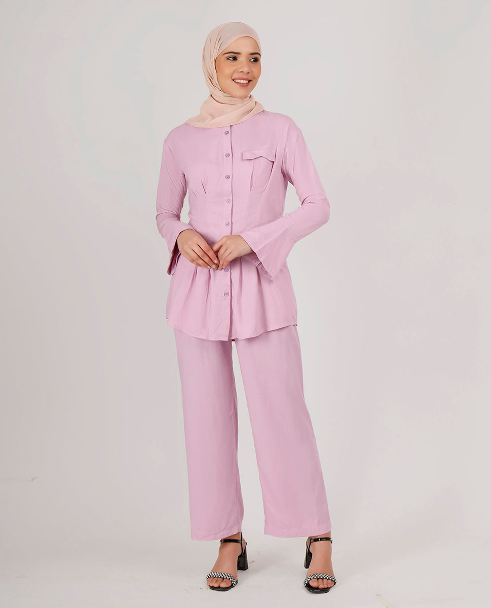 Pinkish Blush Bell Sleeves Co-Ord set