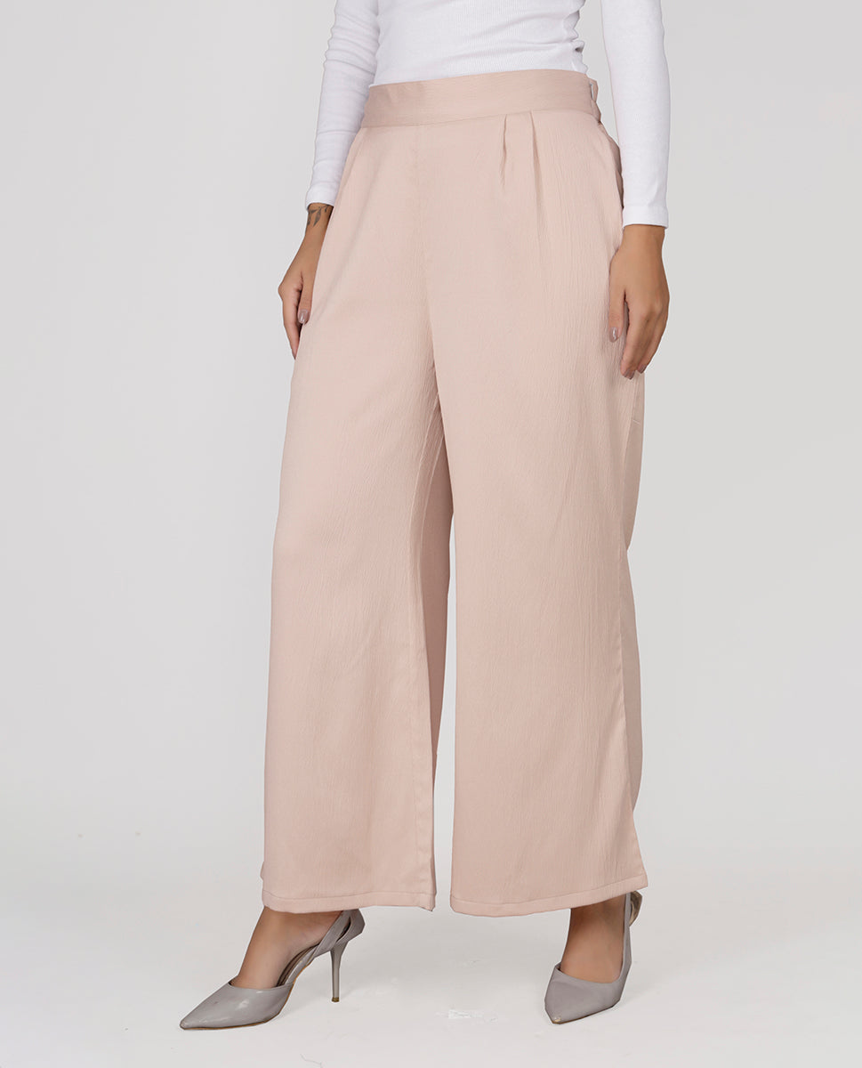 Ravera Crepe Relaxed Bottom Trouser - Peach