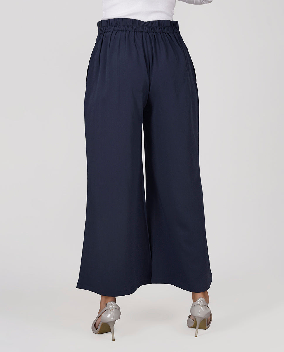 Ravera Crepe Relaxed Bottom Trouser - Navy Blue