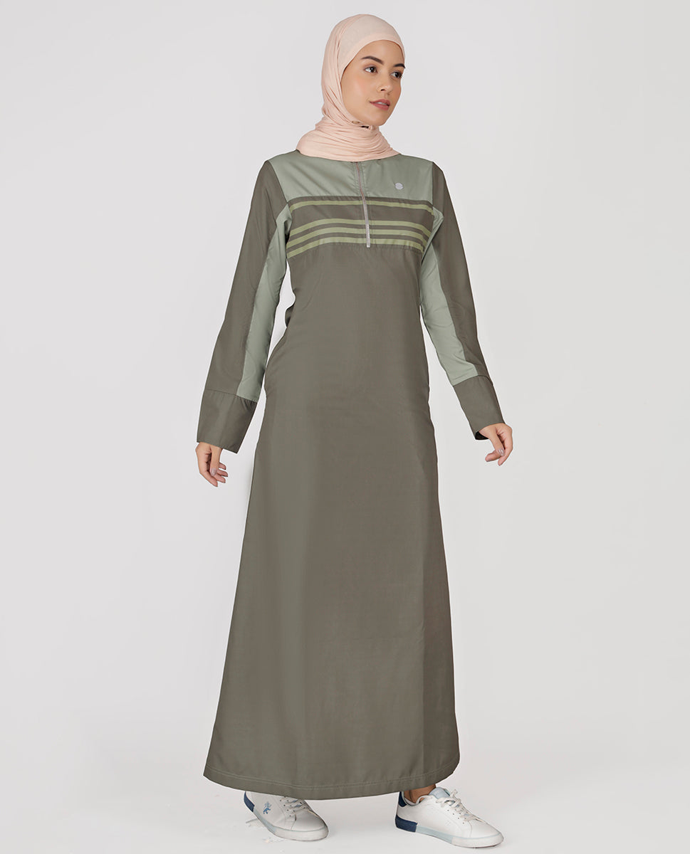 Military Green Band Collar Jilbab