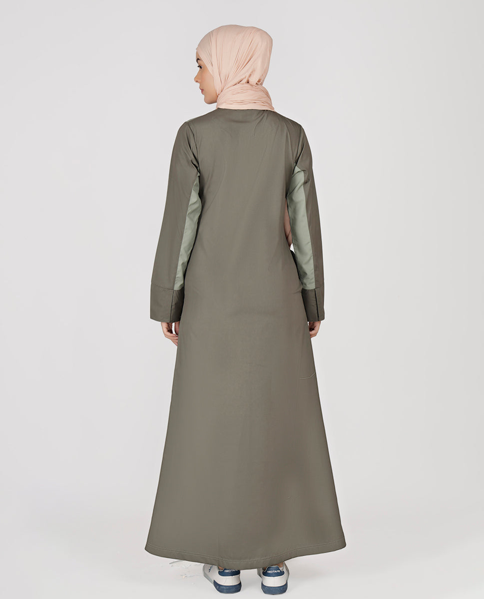 Military Green Band Collar Jilbab