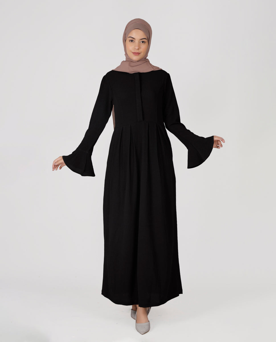 Black Luxe Flared Maxi Dress