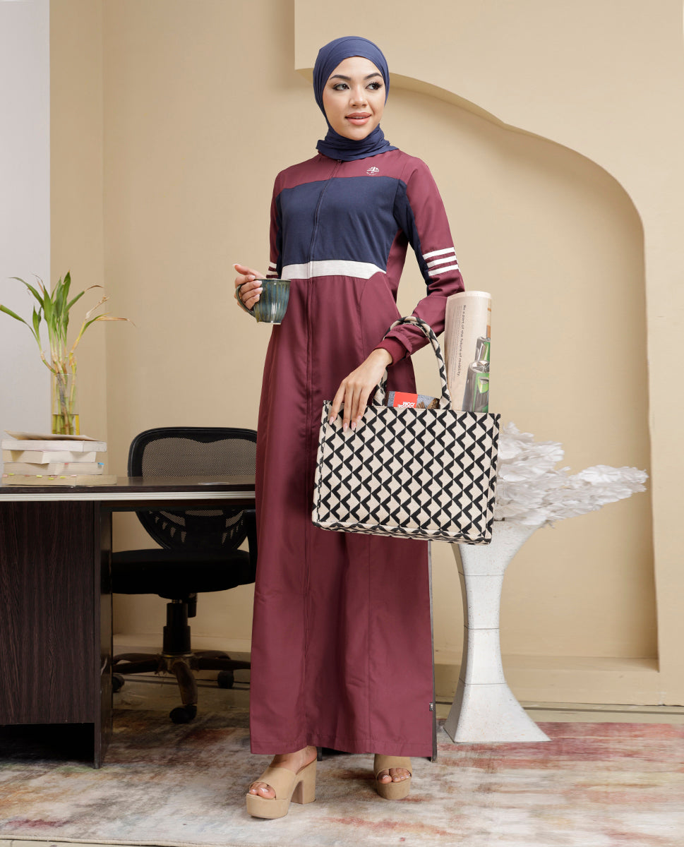 Antique Ruby Striped Sleeves Jilbab