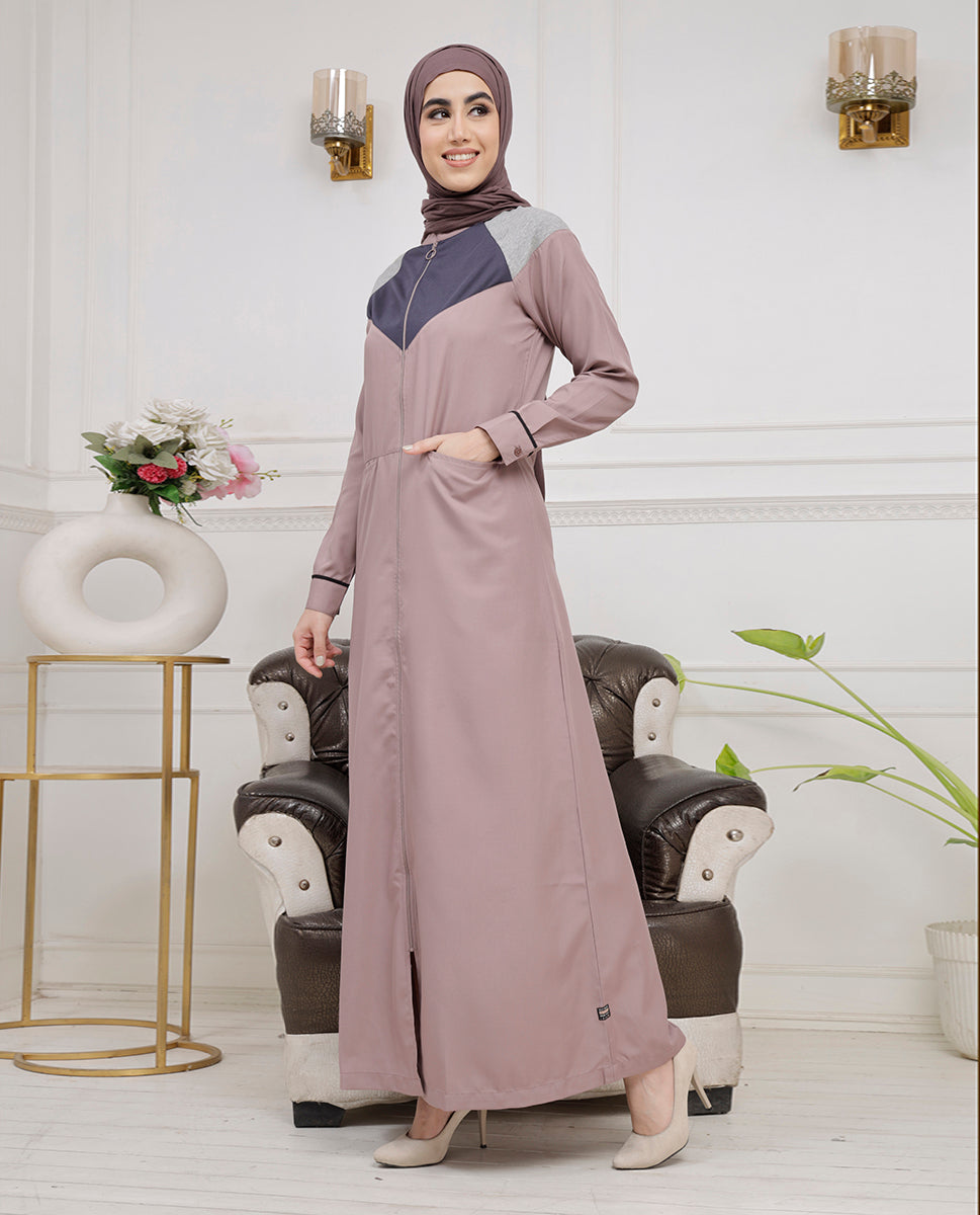 Dusty Peach Full Front Open Abaya