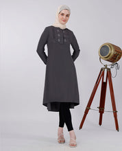 Deep Grey Embroidered High Low Midi