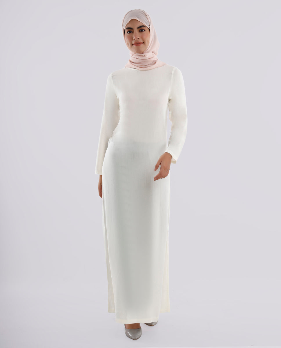 Rayon Full Sleeve Slip Dress White Xsmall - Main Image