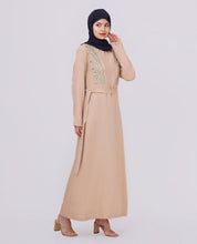 Khaki Brown Embroidered Abaya