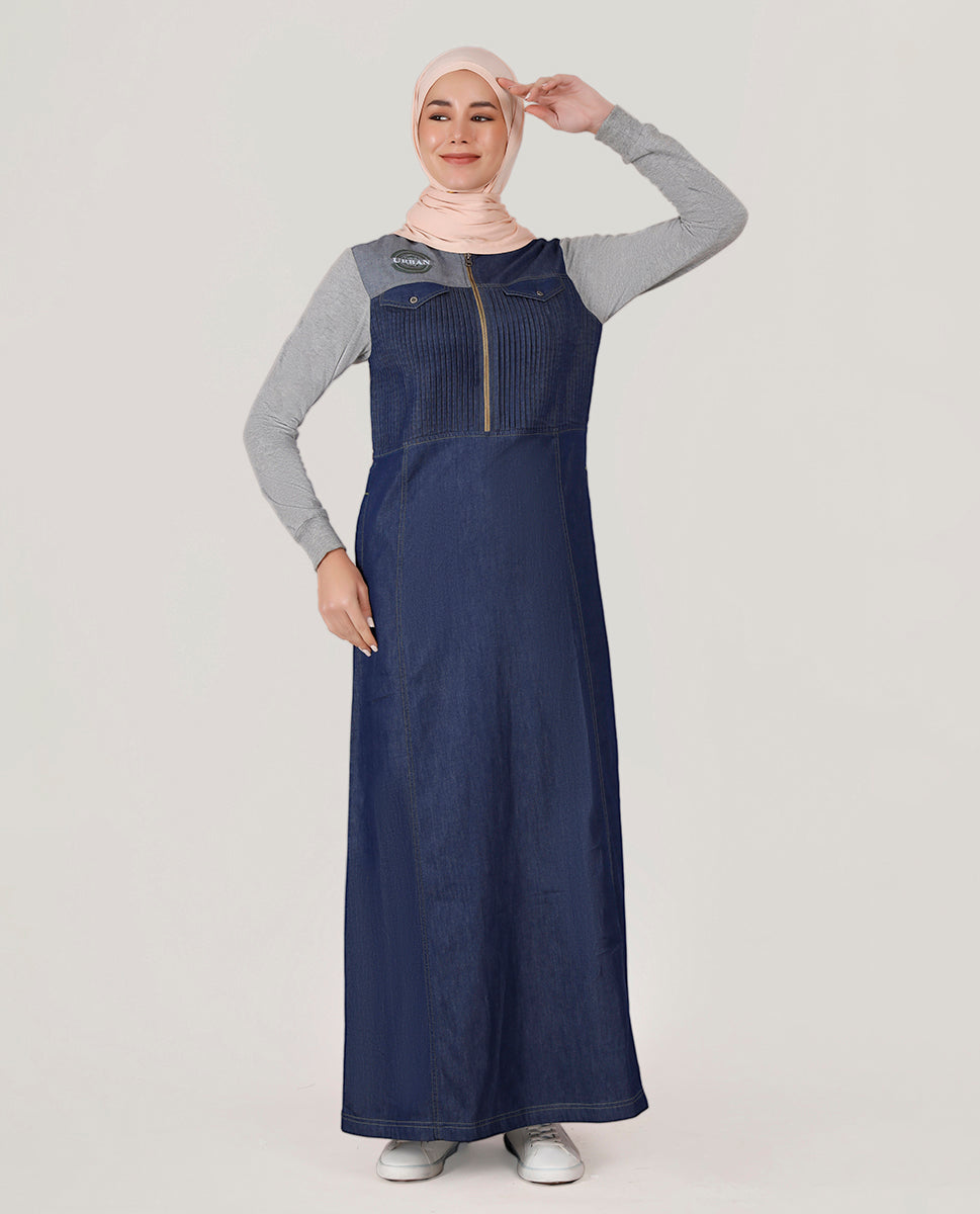 Fine Denim Shirt Collar Jilbab