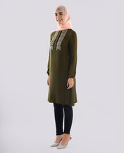 Ripe Olive Embroidered Rayon Top