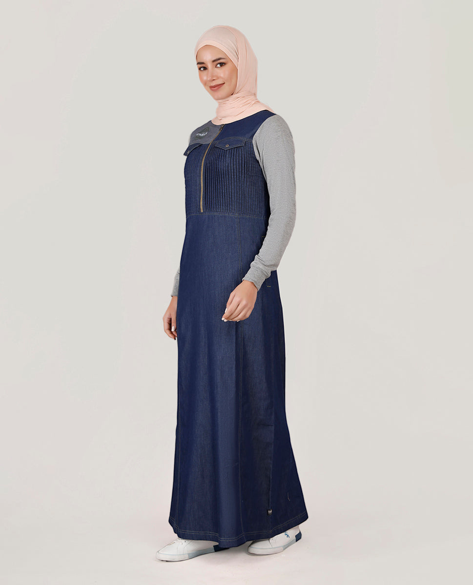 Fine Denim Shirt Collar Jilbab