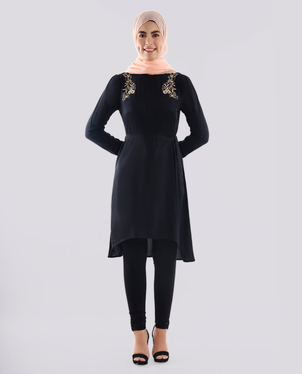 Black Pearl Embroidered Top