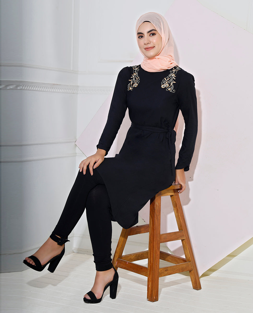 Black Pearl Embroidered Top