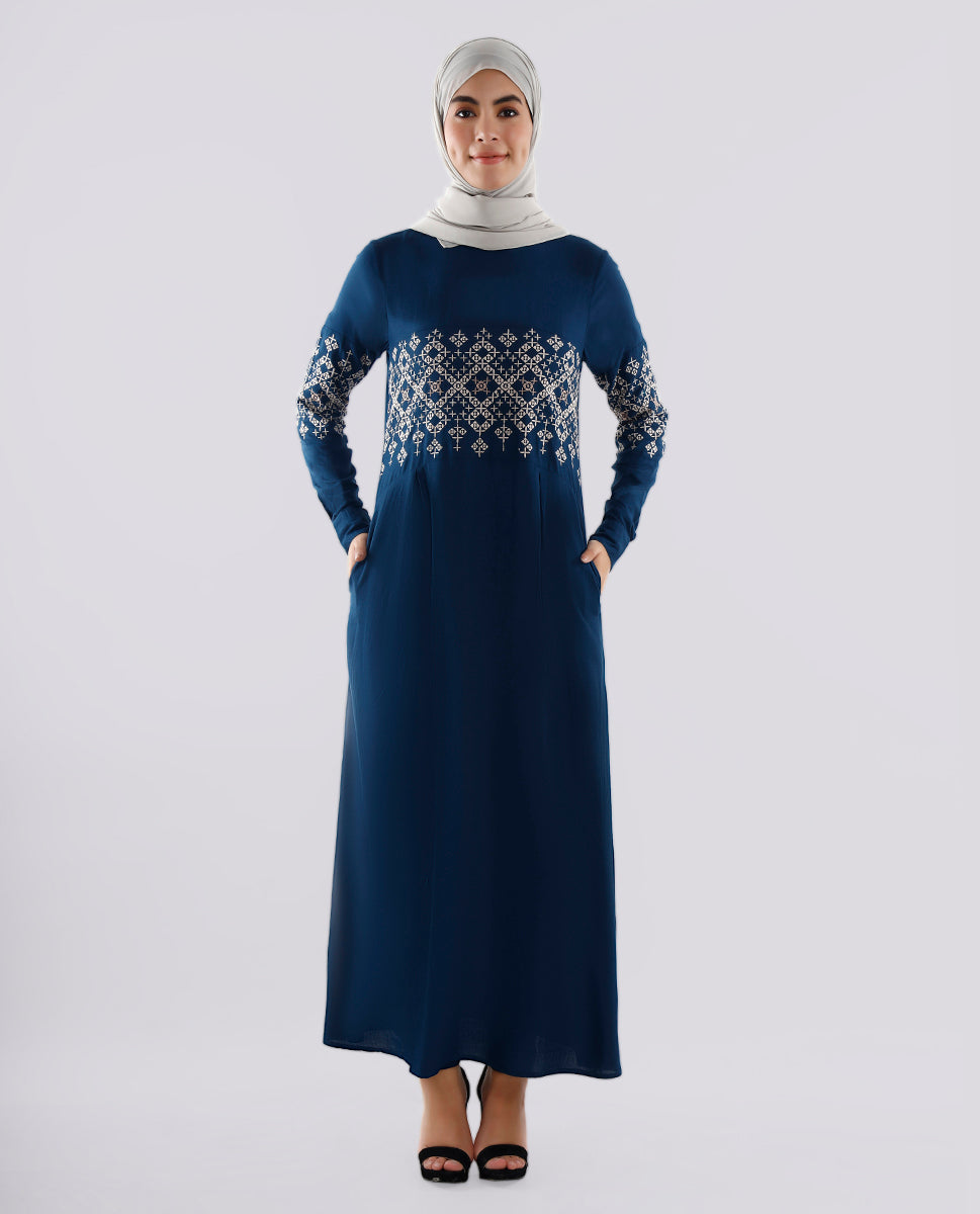 Empress Teal Embroidered Abaya