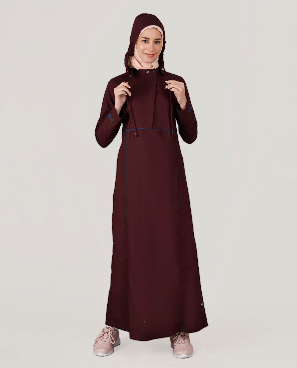Plush plum Detachable Hood Jilbab, urban abaya, jilbab, modest wear, Islamic dress, long dress