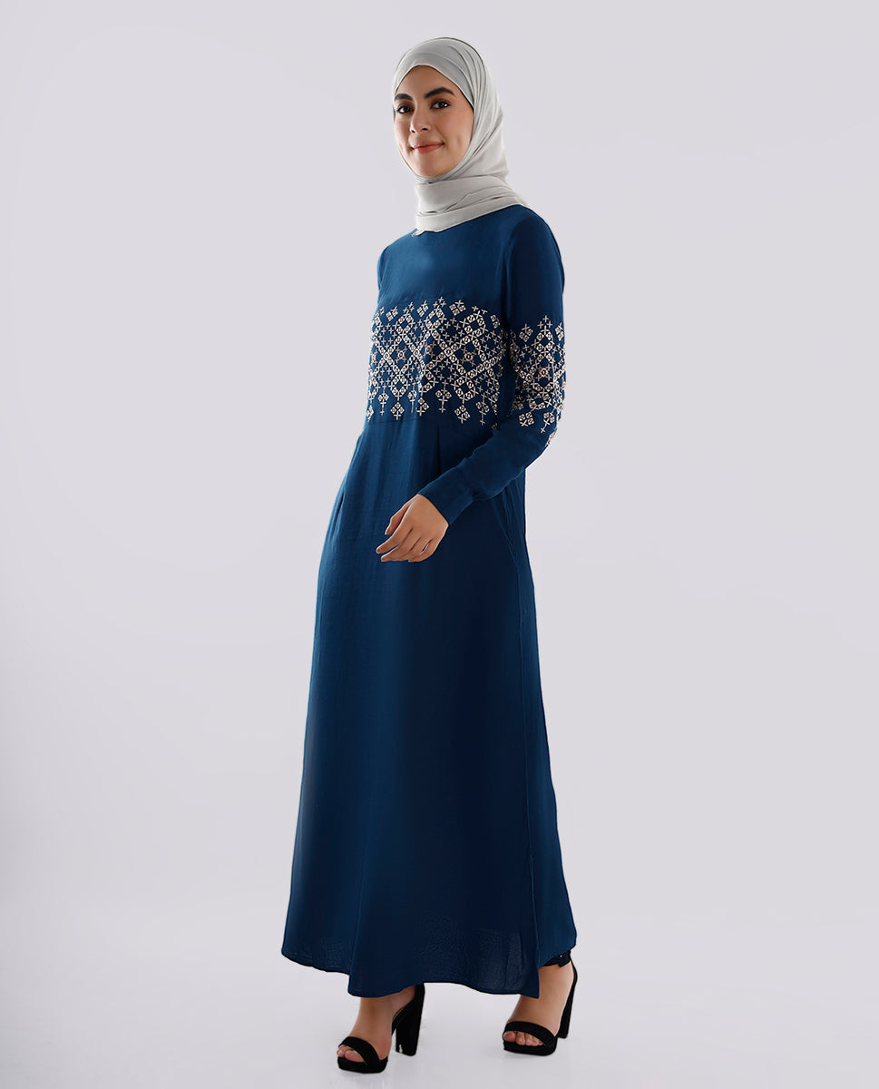 Empress Teal Embroidered Abaya