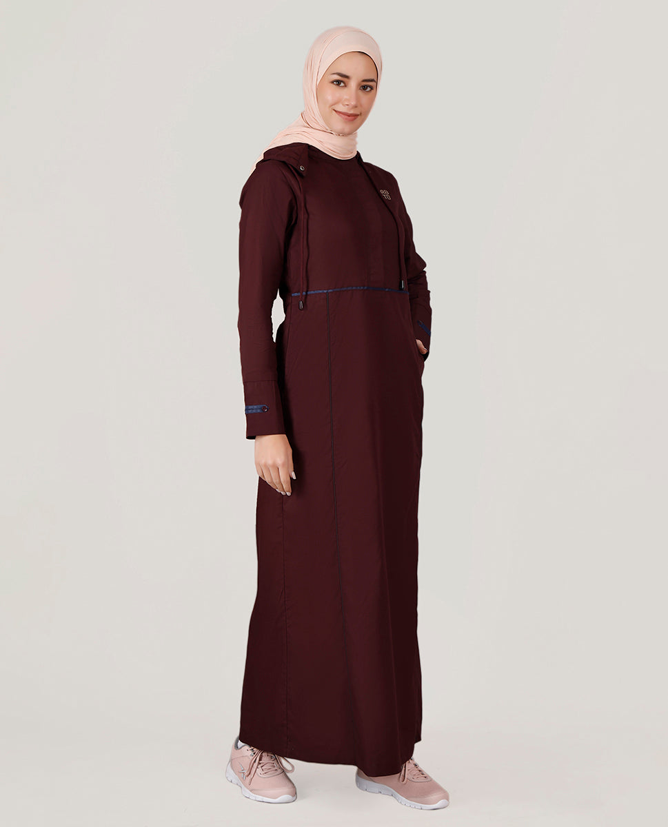 Plush plum Detachable Hood Jilbab, urban abaya, jilbab, modest wear, Islamic dress, long dress