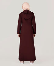 Plush plum Detachable Hood Jilbab, urban abaya, jilbab, modest wear, Islamic dress, long dress
